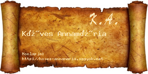 Köves Annamária névjegykártya